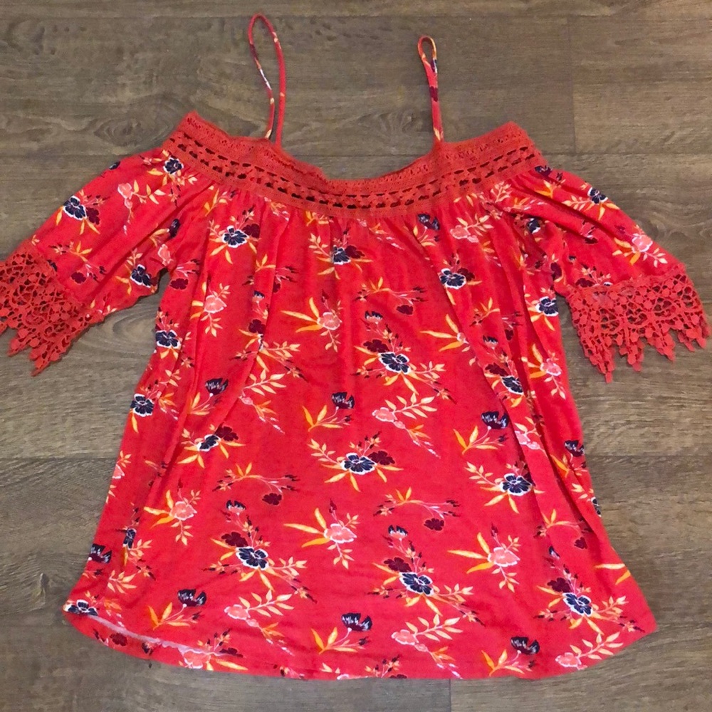 Rue21 Coral Off Shoulder Tee